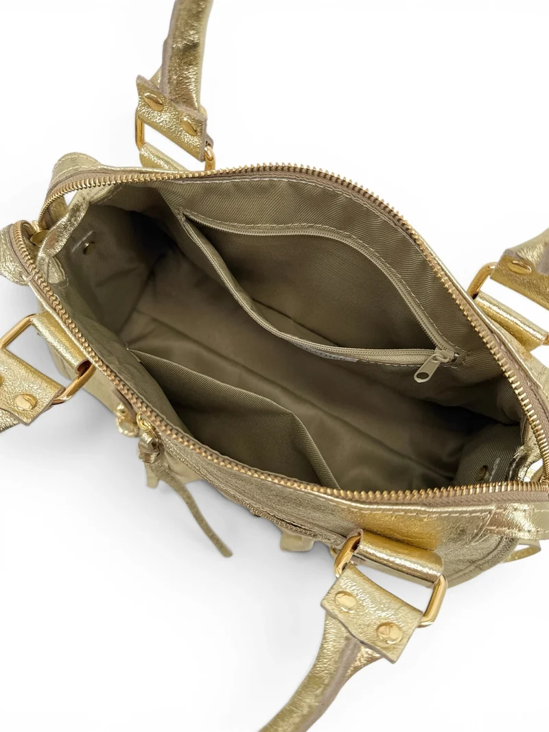 Sac à main en cuir irisé SANDSTORM GOLD (petit modèle) Or pâle