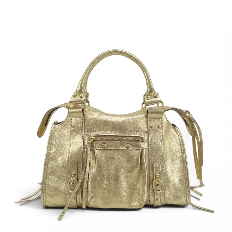 Sac à main en cuir irisé SANDSTORM GOLD (petit modèle) Or pâle
