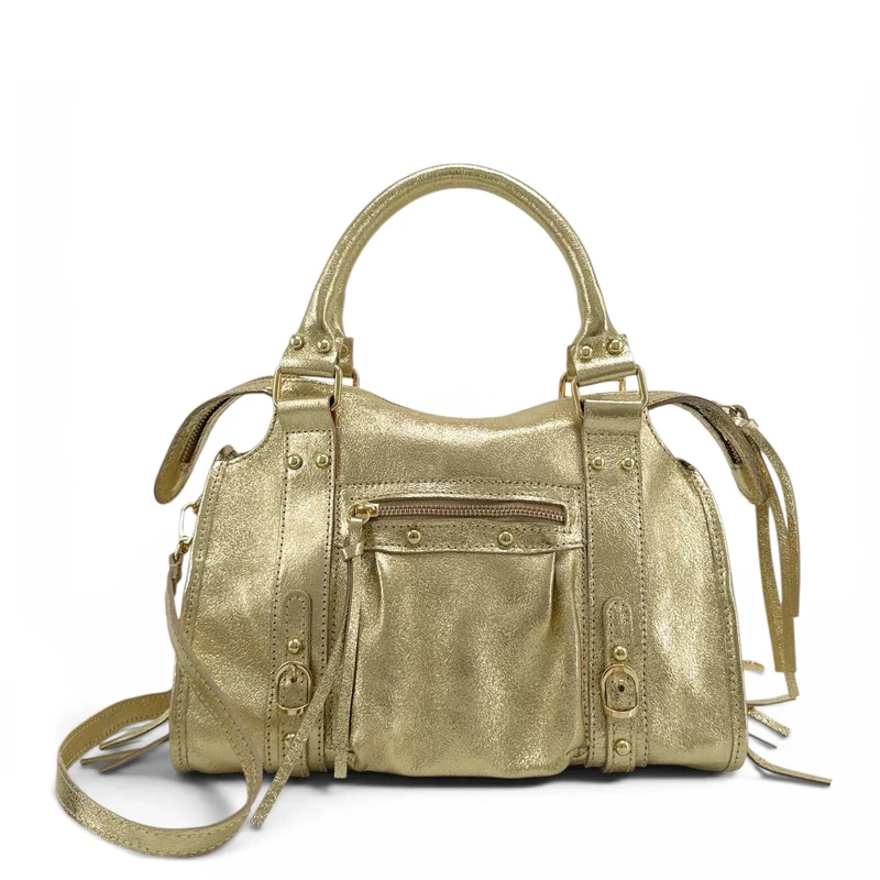 Sac à main en cuir irisé SANDSTORM GOLD (petit modèle) Or pâle