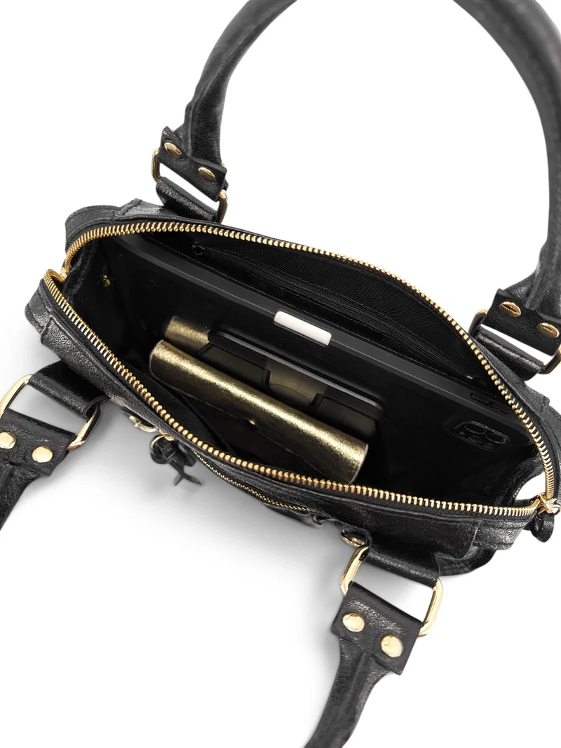 Sac à main en cuir irisé SANDSTORM GOLD Noir irisé