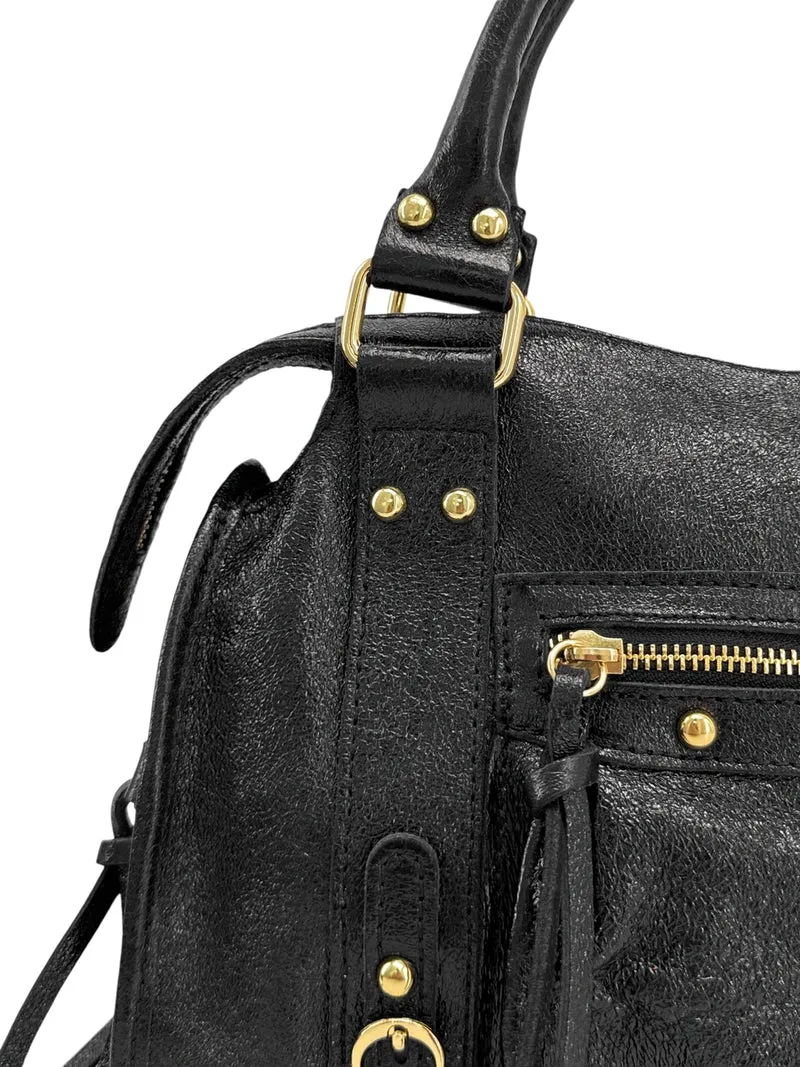 Sac à main en cuir irisé SANDSTORM GOLD Noir irisé