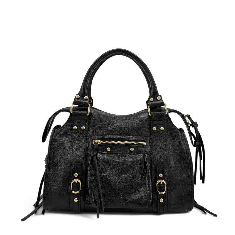 Sac à main en cuir irisé SANDSTORM GOLD Noir irisé