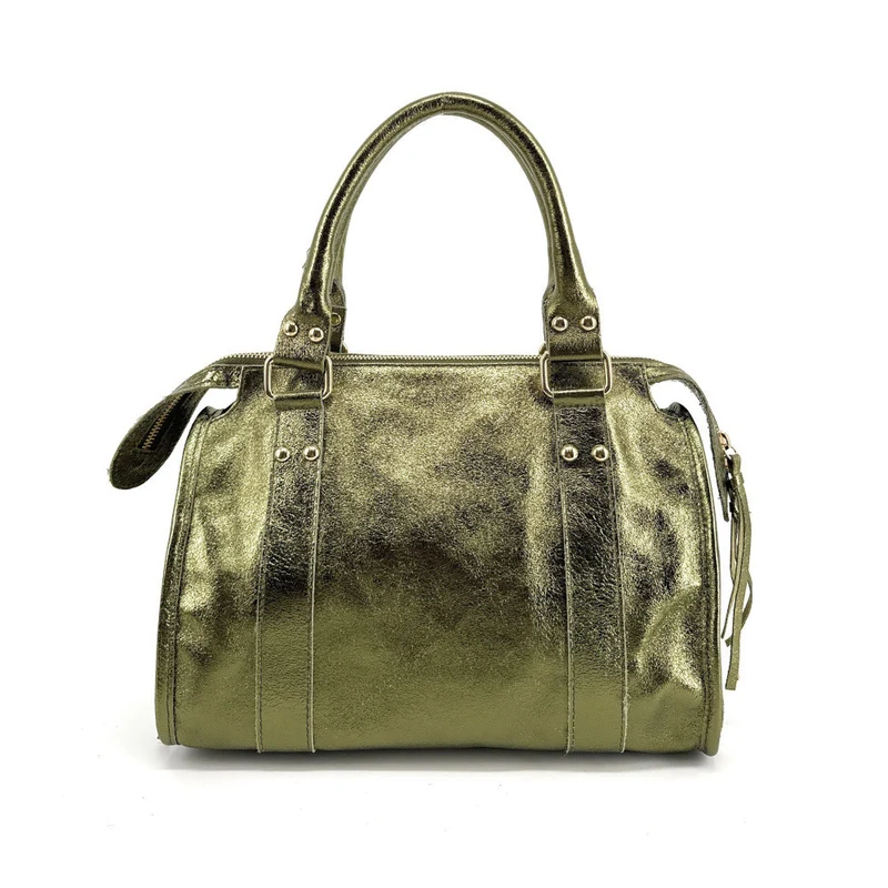 Sac à main en cuir irisé SANDSTORM GOLD (petit modèle) Kaki irisé