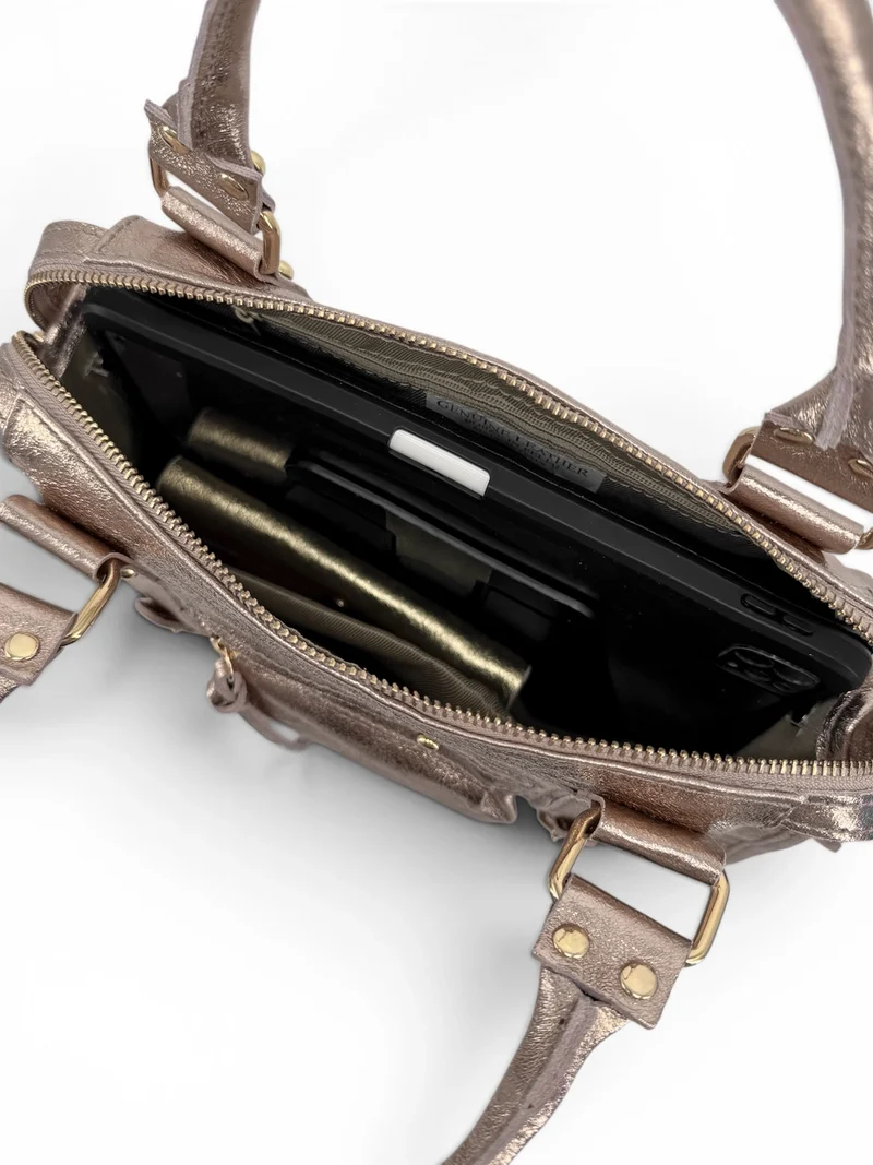 Sac à main en cuir irisé SANDSTORM GOLD Champagne