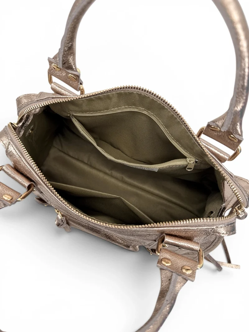 Sac à main en cuir irisé SANDSTORM GOLD Champagne