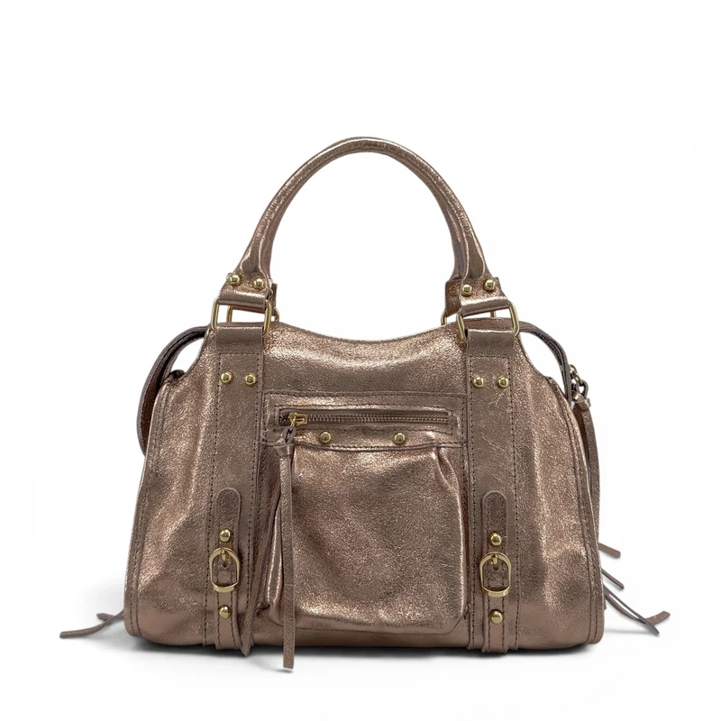 Sac à main en cuir irisé SANDSTORM GOLD Champagne