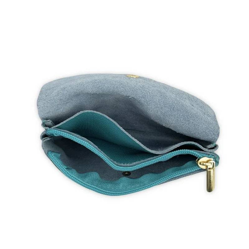 Pochette porte-monnaie en cuir grainé COMPO Bleu des mers du sud