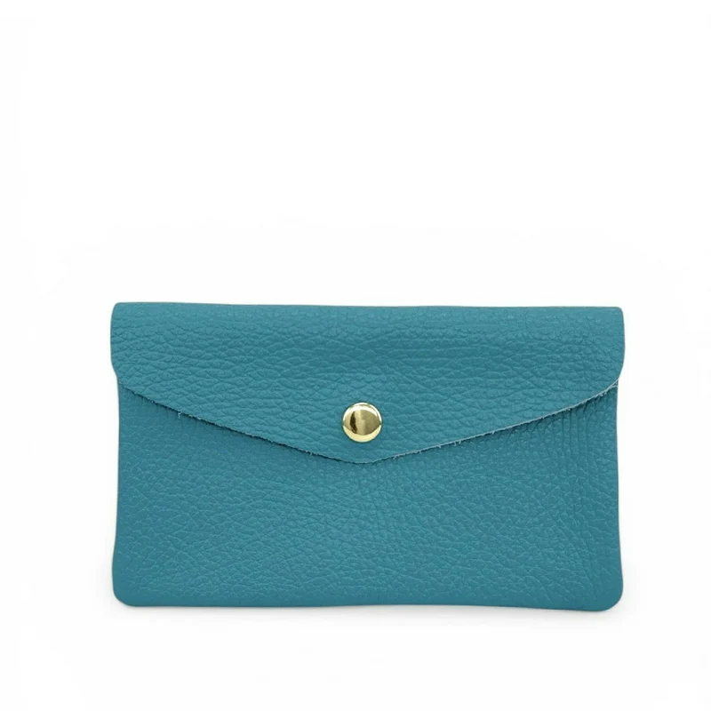 Pochette porte-monnaie en cuir grainé COMPO Bleu des mers du sud