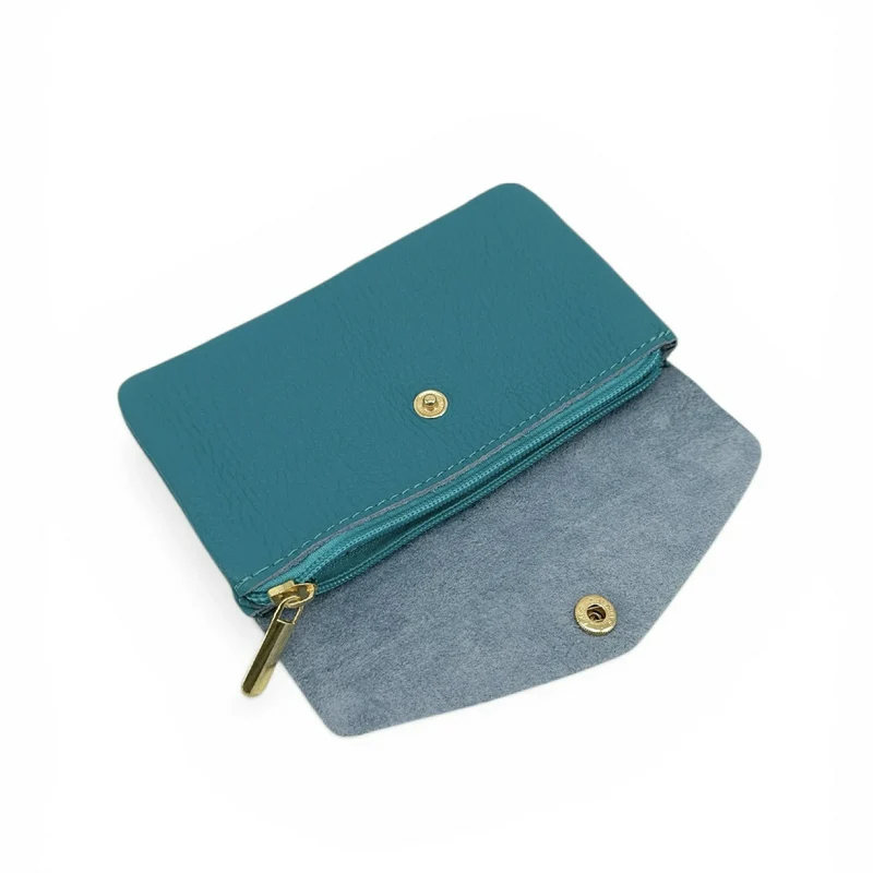 Pochette porte-monnaie en cuir grainé COMPO Bleu des mers du sud
