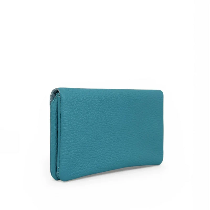 Pochette porte-monnaie en cuir grainé COMPO Bleu des mers du sud
