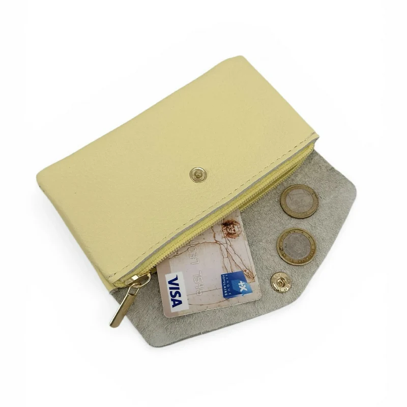 Pochette porte-monnaie en cuir grainé COMPO Soft jaune