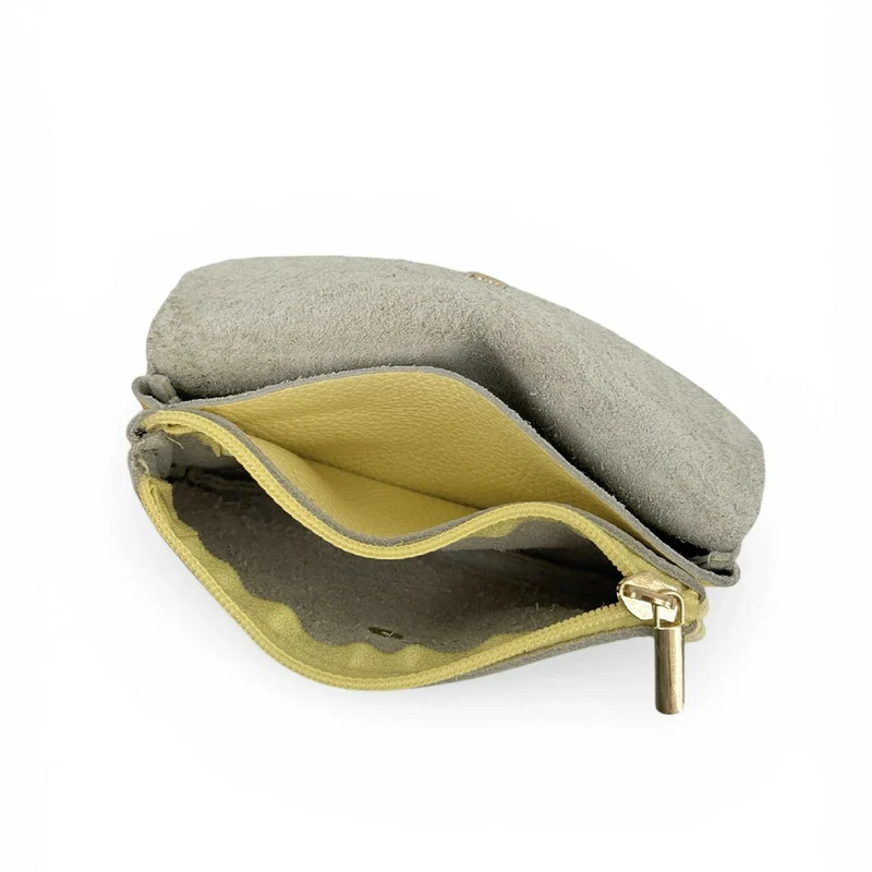 Pochette porte-monnaie en cuir grainé COMPO Soft jaune