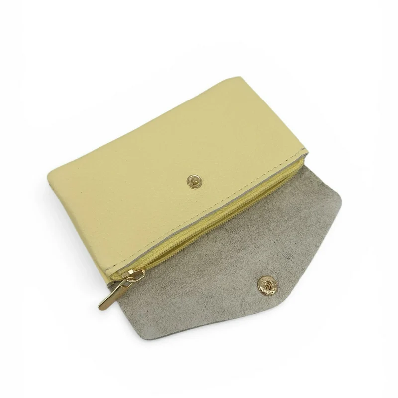 Pochette porte-monnaie en cuir grainé COMPO Soft jaune