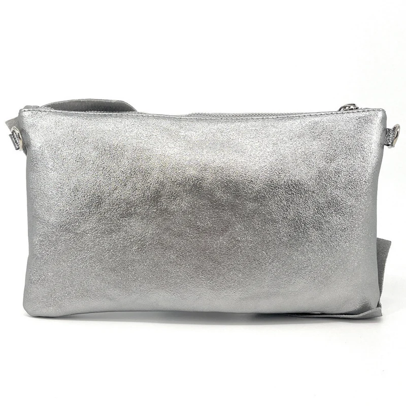 Sac pochette en cuir irisé SHERAZADE Argent moyen