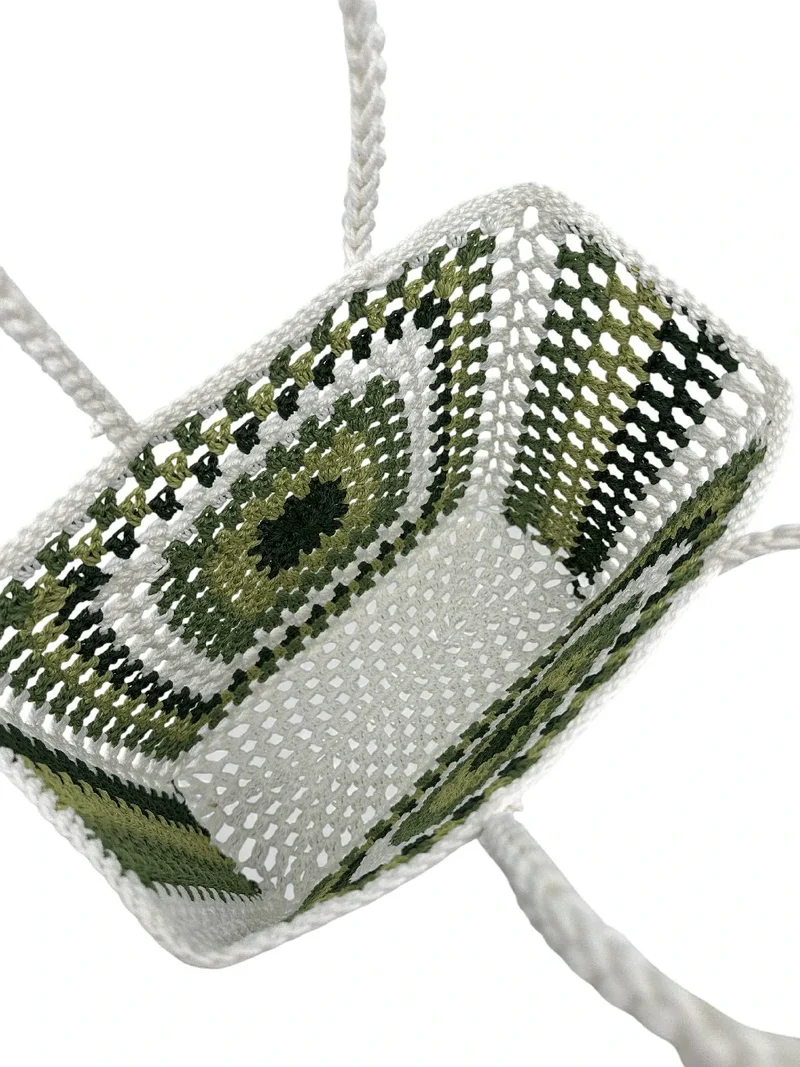 Panier cabas en pur coton GIPSY Vert sauge