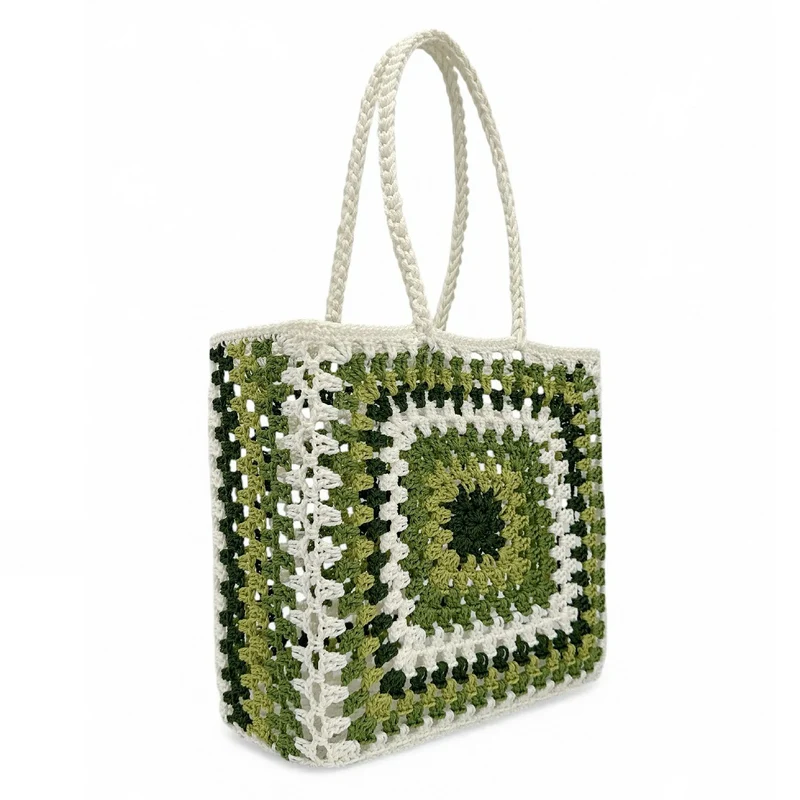 Panier cabas en pur coton GIPSY Vert sauge