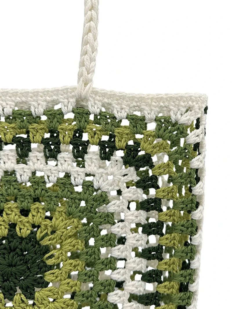 Panier cabas en pur coton GIPSY Vert sauge
