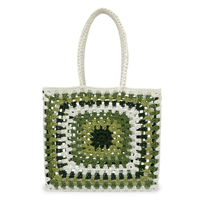 Panier cabas en pur coton GIPSY Vert sauge