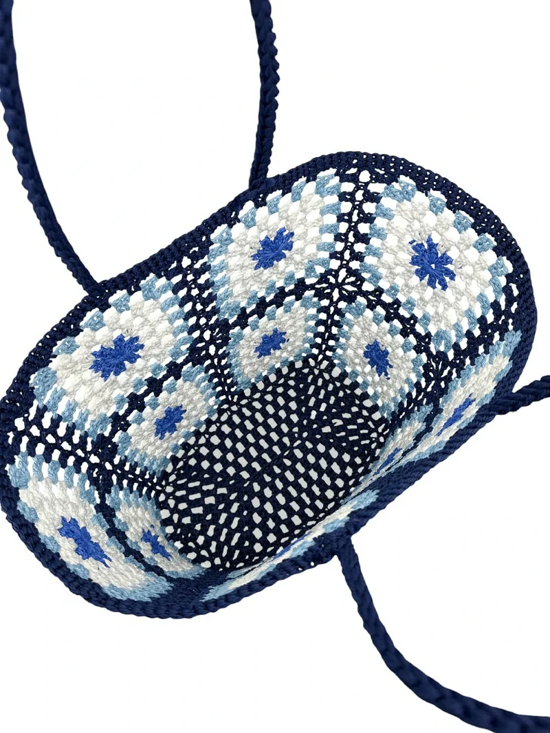 Panier cabas en pur coton GIPSY Bleu denim