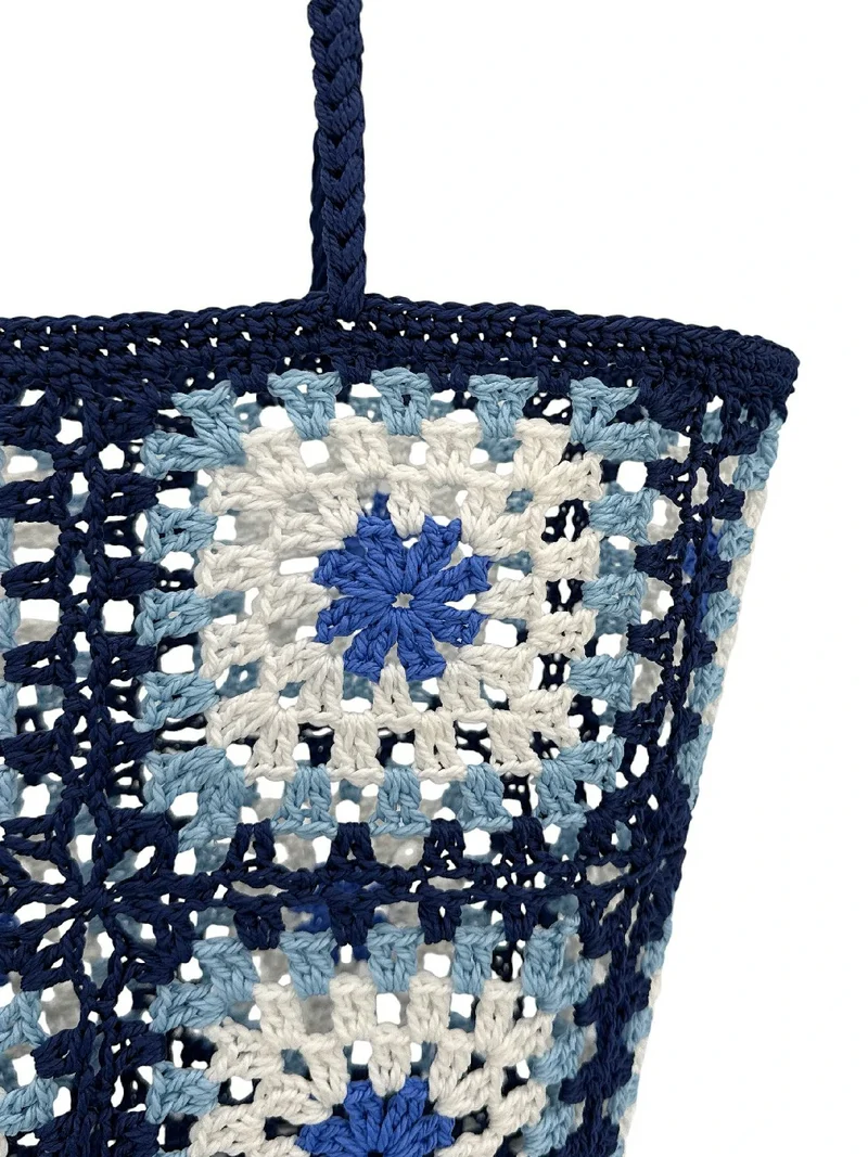 Panier cabas en pur coton GIPSY Bleu denim