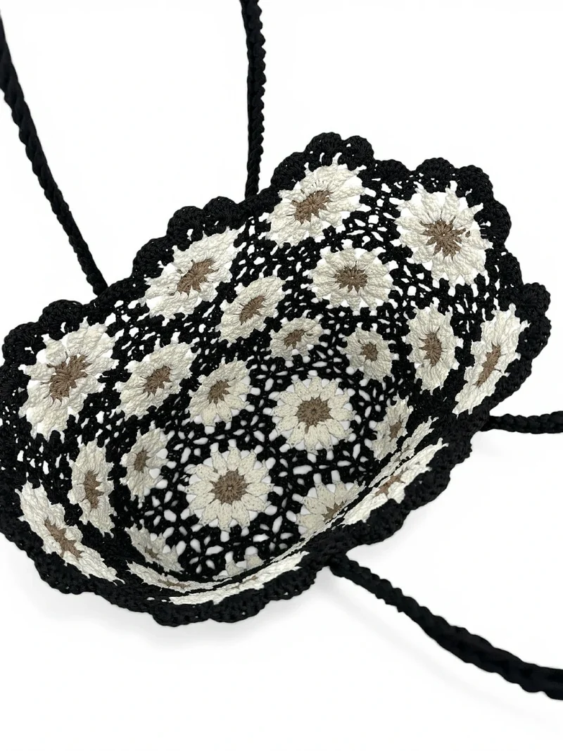Panier cabas en pur coton GIPSY Noir