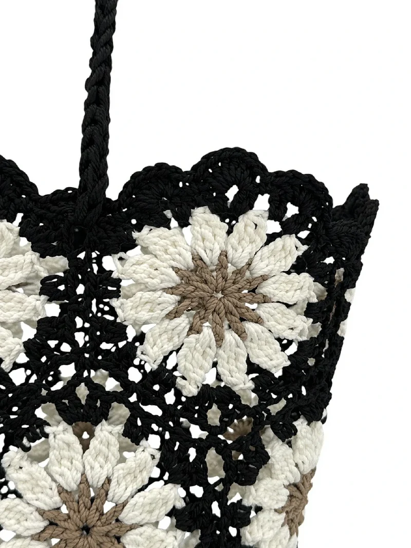 Panier cabas en pur coton GIPSY Noir