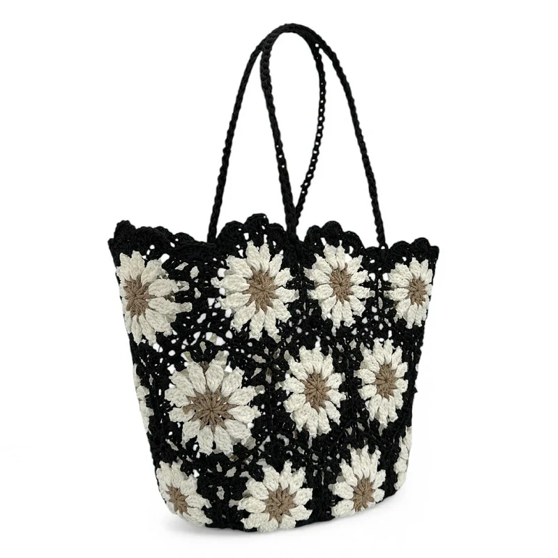 Panier cabas en pur coton GIPSY Noir