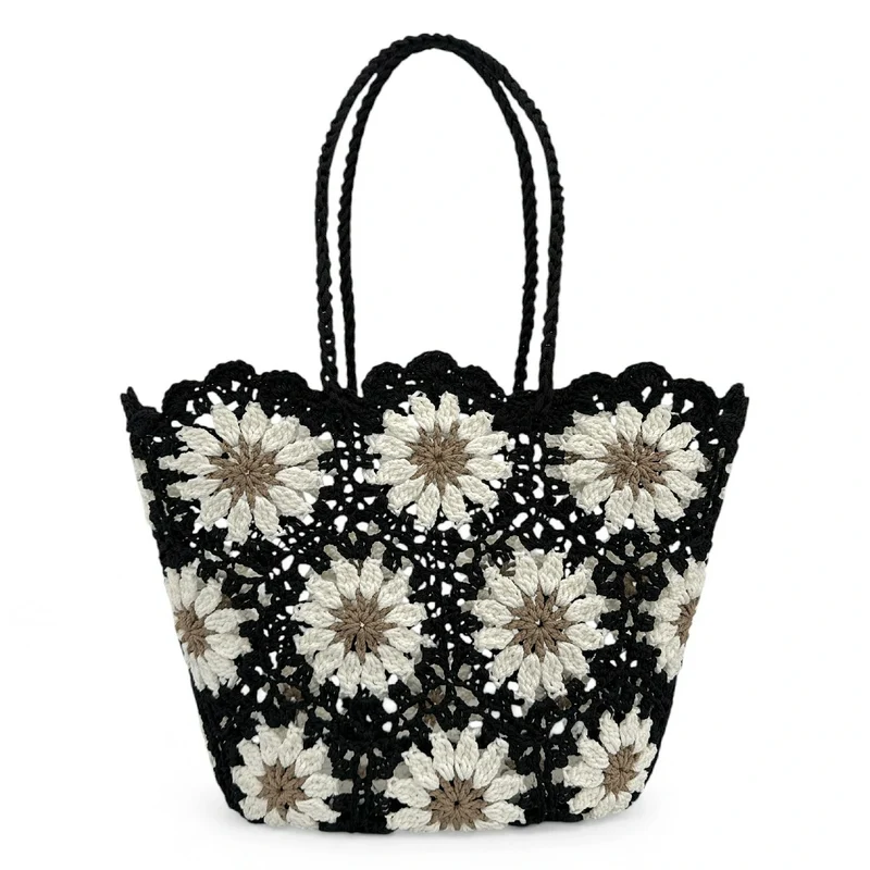 Panier cabas en pur coton GIPSY Noir
