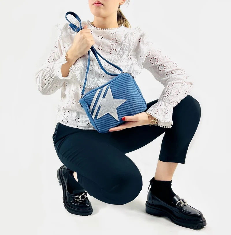 Sac à bandoulière en daim SILVER STAR Bleu