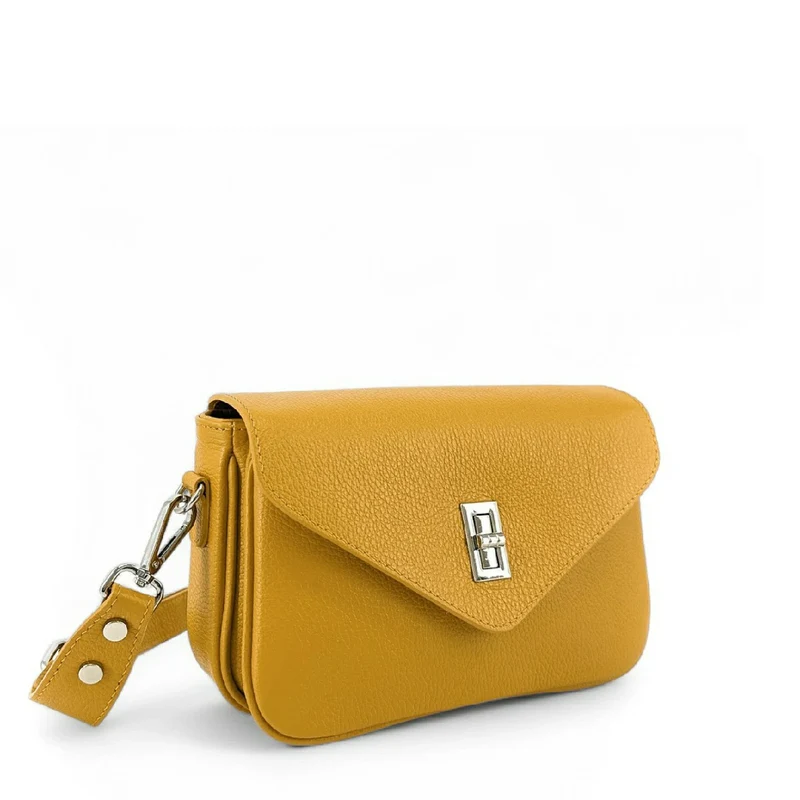 Sac trotteur en cuir grainé BAGGY Jaune moutarde