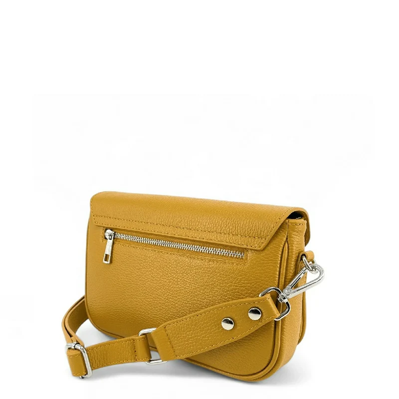 Sac trotteur en cuir grainé BAGGY Jaune moutarde