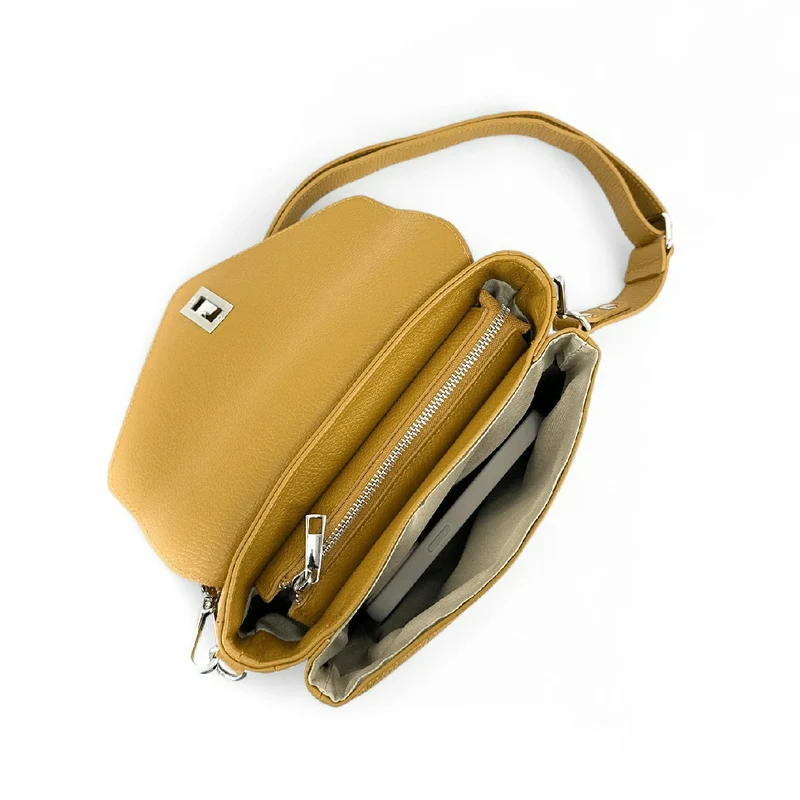 Sac trotteur en cuir grainé BAGGY Jaune moutarde