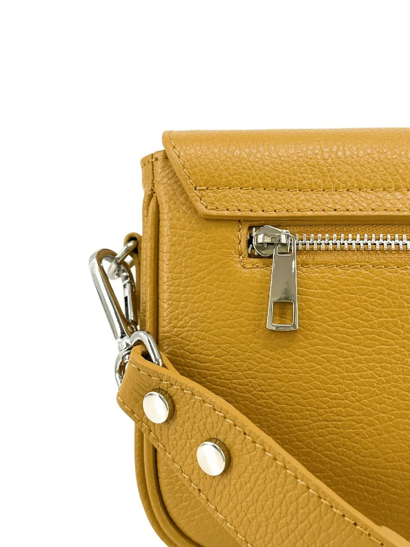 Sac trotteur en cuir grainé BAGGY Jaune moutarde