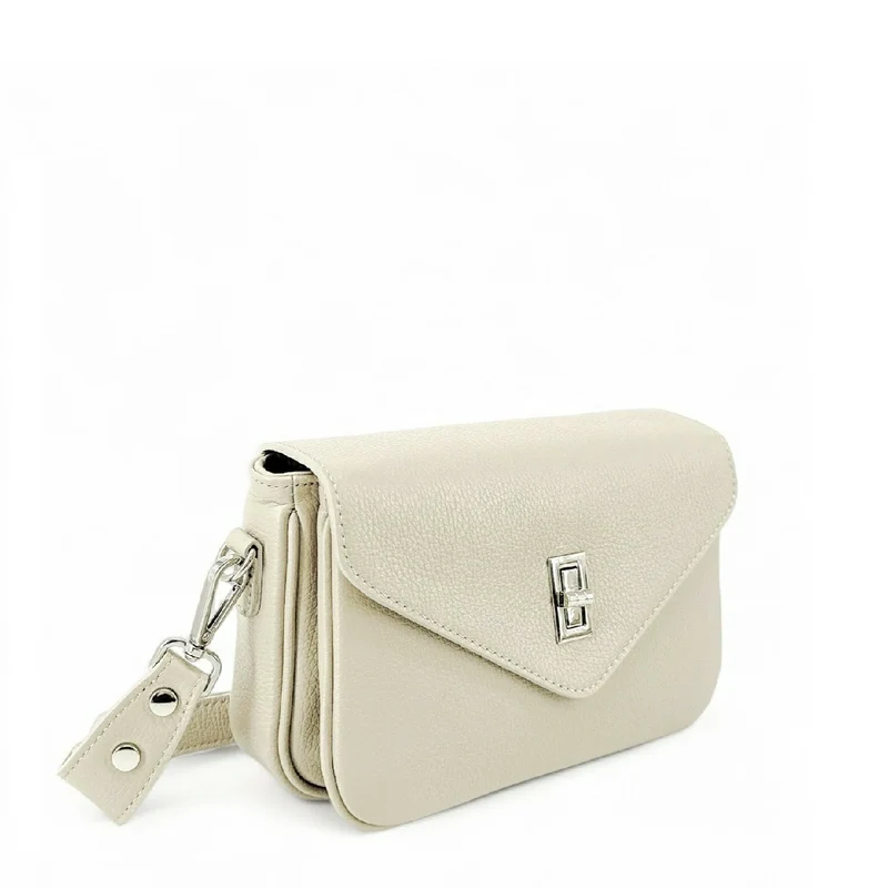 Sac trotteur en cuir grainé BAGGY Beige crème