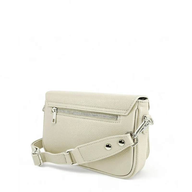 Sac trotteur en cuir grainé BAGGY Beige crème