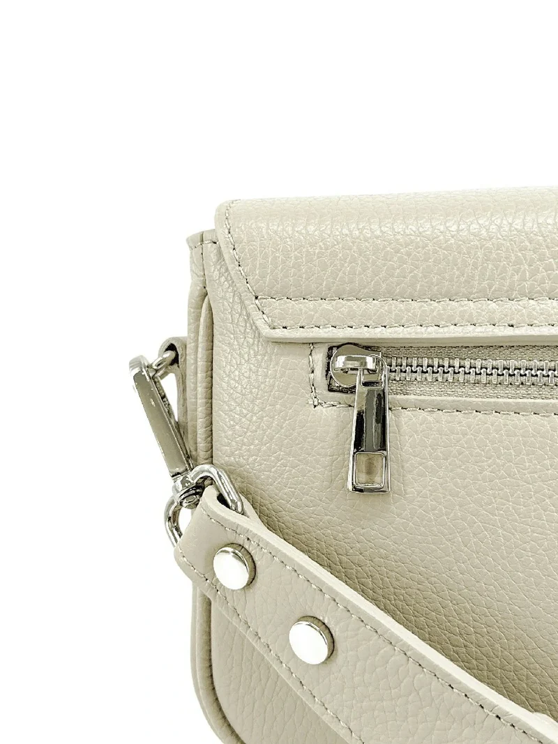 Sac trotteur en cuir grainé BAGGY Beige crème
