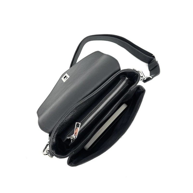Sac trotteur en cuir grainé BAGGY Noir