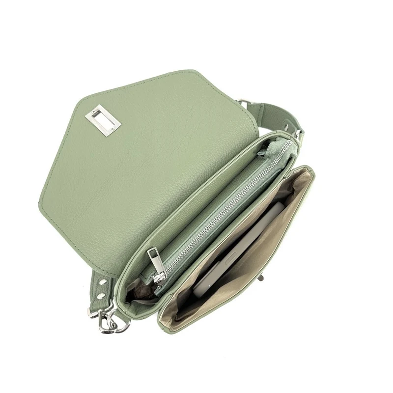 Sac trotteur en cuir grainé BAGGY Vert amande