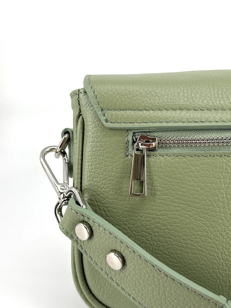 Sac trotteur en cuir grainé BAGGY Vert amande