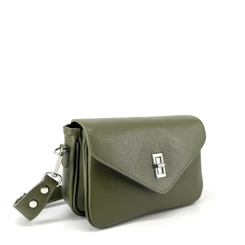 Sac trotteur en cuir grainé BAGGY Vert kaki