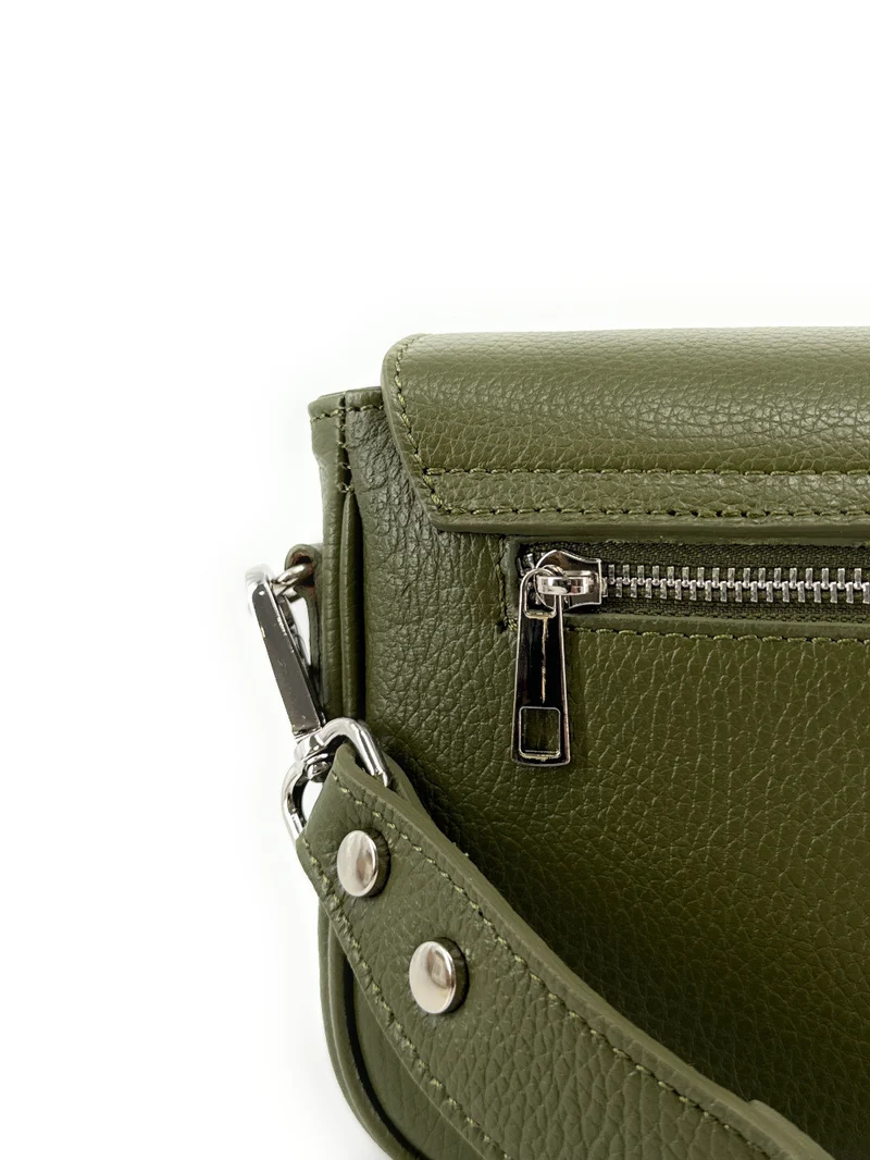 Sac trotteur en cuir grainé BAGGY Vert kaki