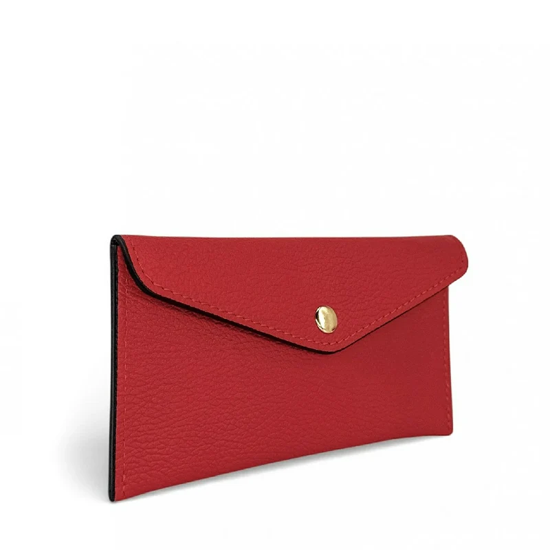 Pochette enveloppe en cuir grainé CLOE Rouge foncé