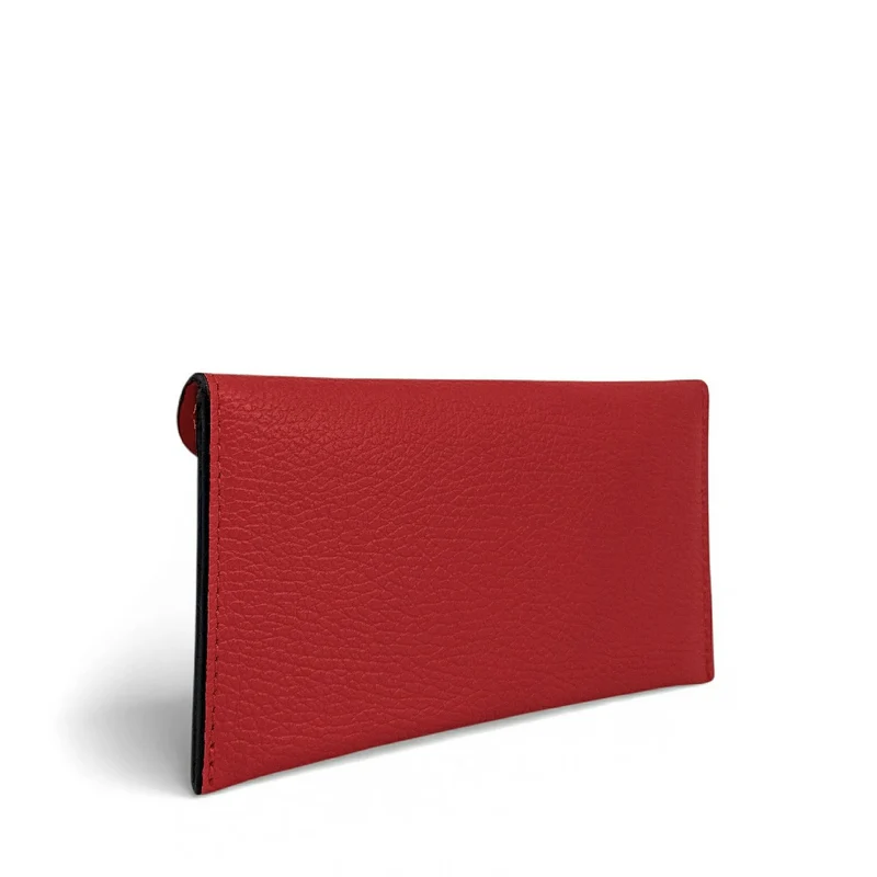 Pochette enveloppe en cuir grainé CLOE Rouge foncé