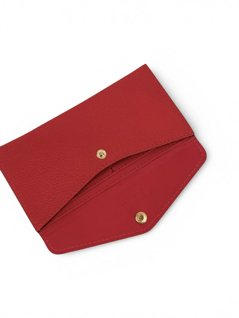 Pochette enveloppe en cuir grainé CLOE Rouge foncé