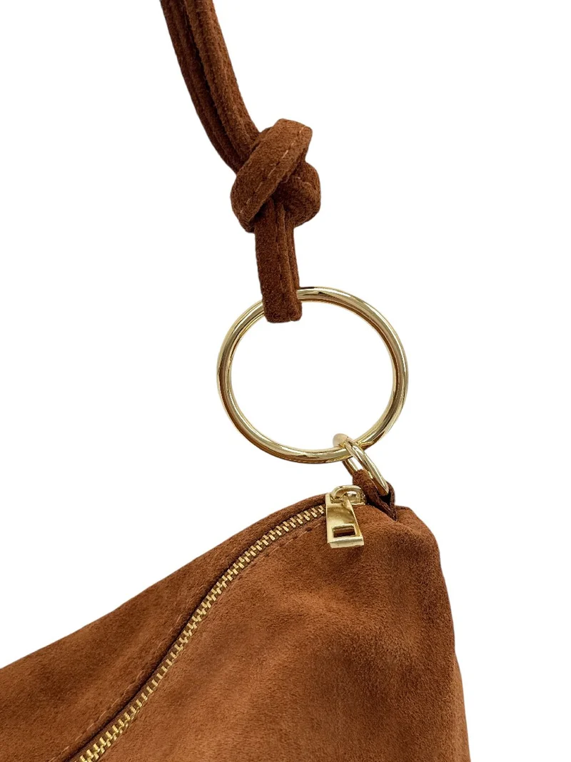 Sac pochette Hobo en daim SOA Marron cannelle