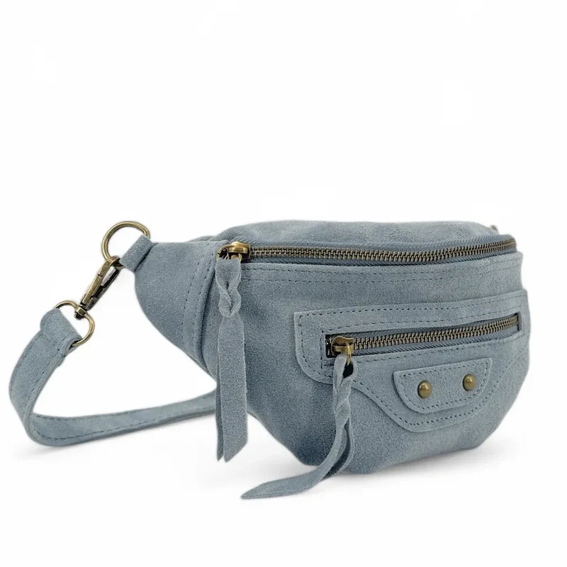 Sac banane en daim LOUKA Bleu pastel