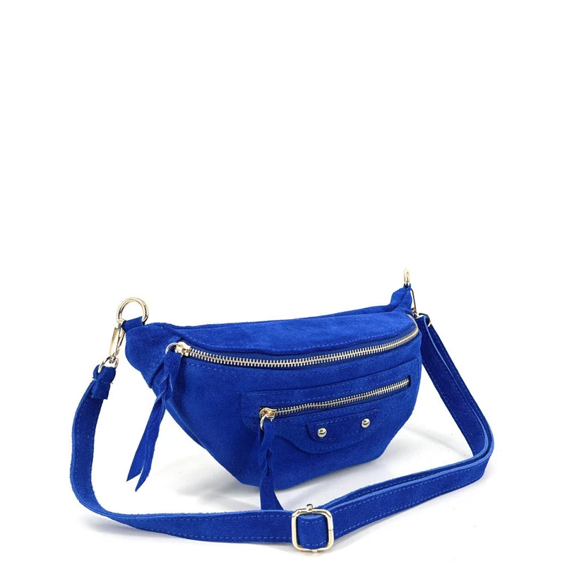 Sac banane en daim LOUKA Bleu roi