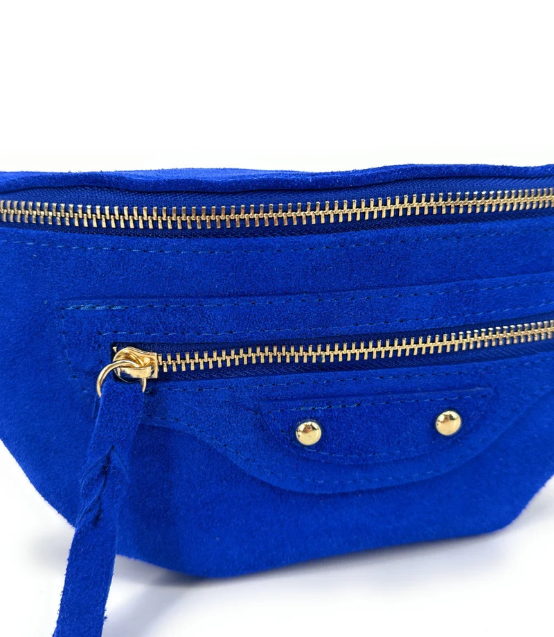 Sac banane en daim LOUKA Bleu roi