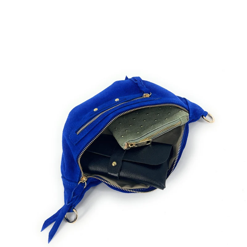 Sac banane en daim LOUKA Bleu roi