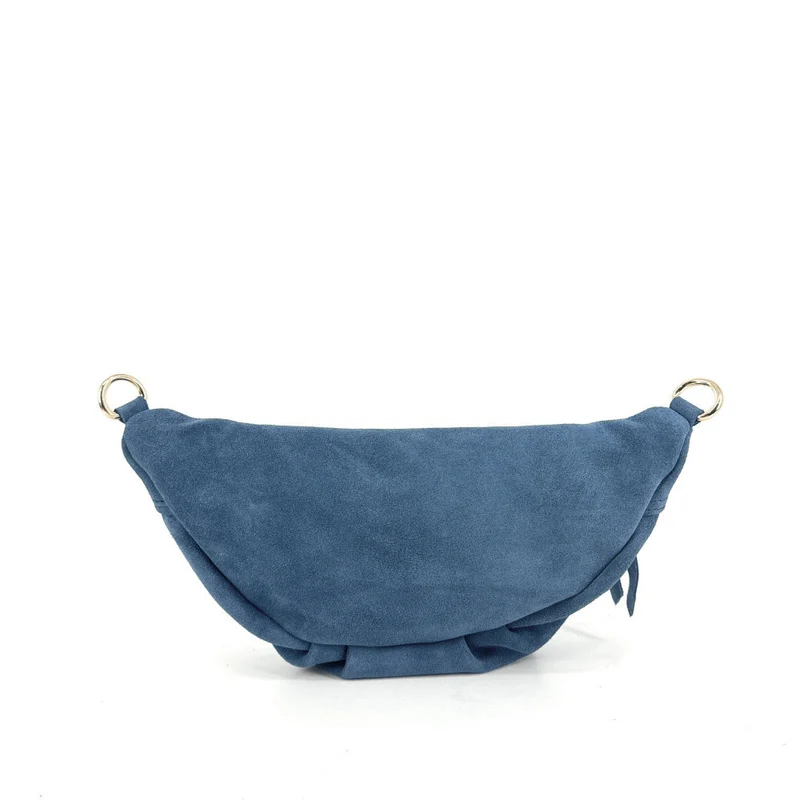 Sac banane en daim LOUKA Bleu denim